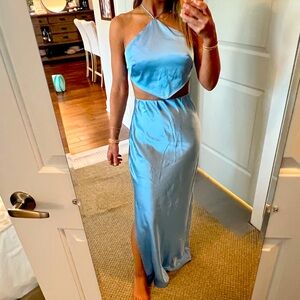 Blue silk skirt and tank set